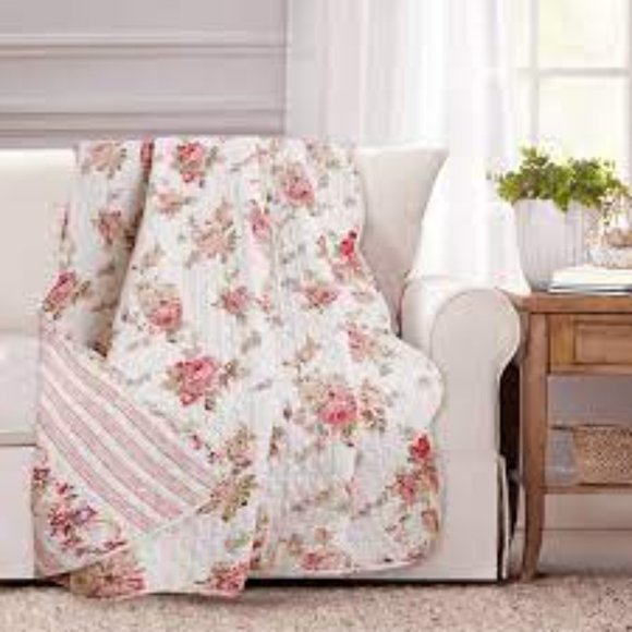COTTON THROW/Coverlet FLORAL ROSES - Picture 2 of 8